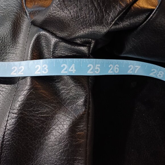 Faux Leather Jacket Men's Black with Brown Faux fur lining M/L New - Picture 9 of 12